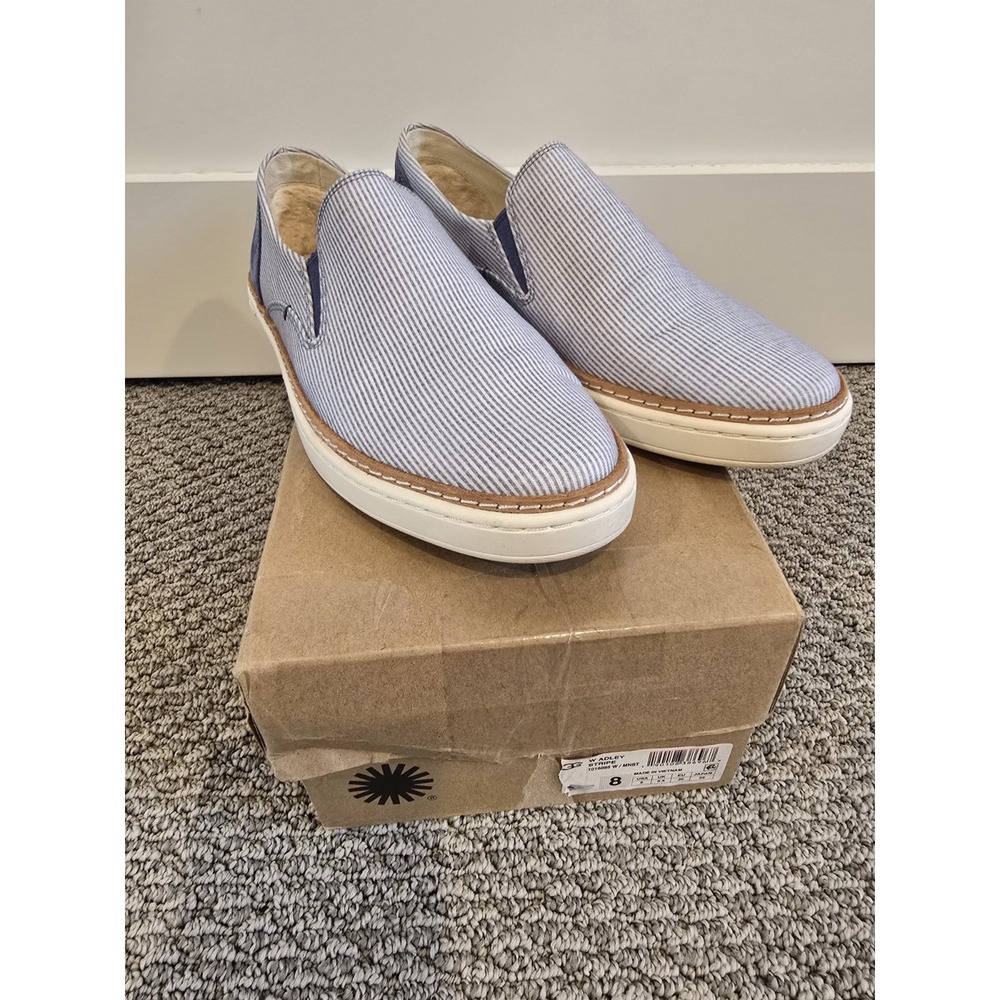 UGG Adley Blue White Striped Slip On Sneaker Shoes 1016895 Womens 8 Narrow